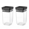 Σετ 2 τεμ. βάζα μπαχαρικών Brabantia Tasty+ Stackable 1008883, 150 ml, χωρίς BPA, Καινοτόμα καπάκια, Διαφανές/Σκούρο γκρι