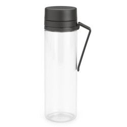 Μπουκάλι Brabantia Make&Take 1006278, 500 ml, Με σουρωτήρι, Προστασία από διαρροές, Μεγάλο άνοιγμα, Σκούρο γκρι/διαφανές