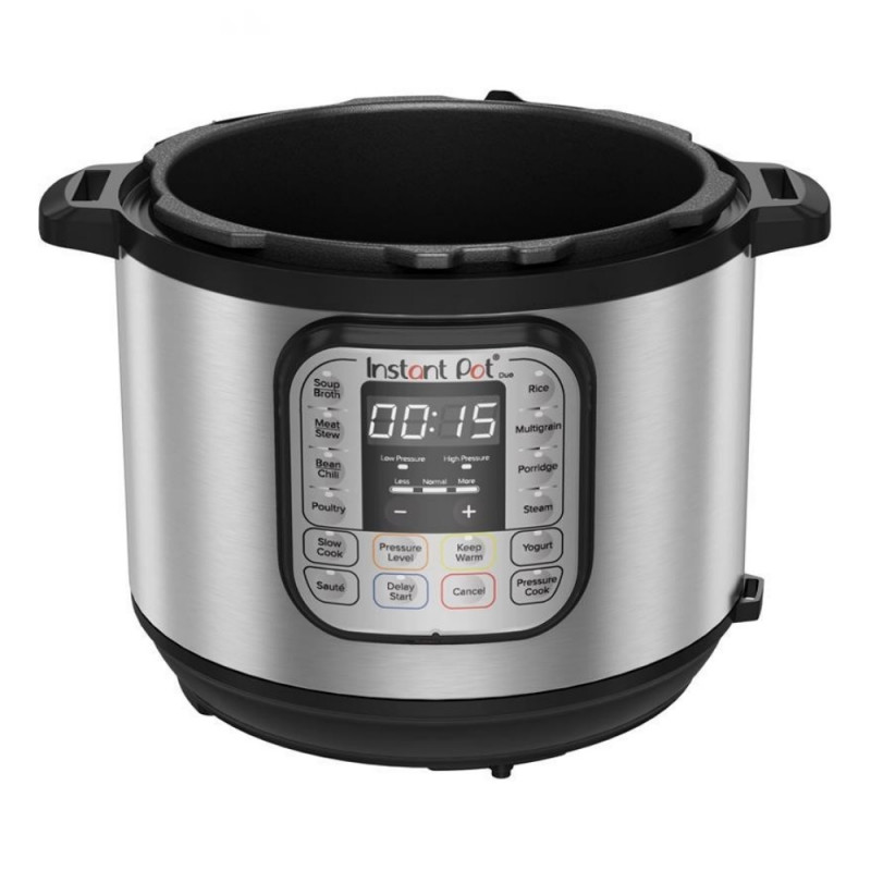 Instant Pot Duo Pressure Cooker 80113006101, 1200W, 7.6 l, 13 προγράμματα, Για 8-12 μερίδες, Λειτουργία "Set and forget", Ασημί