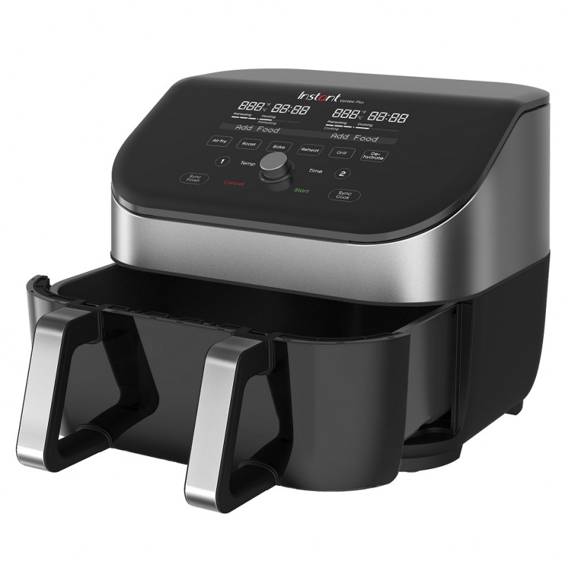 Φριτέζα Instant Pot Vortex Plus VersaZone ClearCook με ζεστό αέρα 140410001, 2 ζώνες, 1700W, 8.5L, 6 προγράμματα, SyncCook, SyncFinish, Μαύρο/γκρι