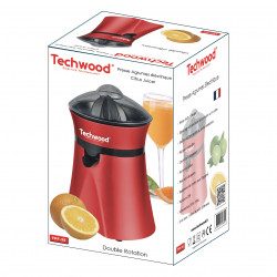 Πρέσα εσπεριδοειδών Techwood TPF-35, 20W, 1 l, Push start, 2 κώνοι, Διαφανές καπάκι, Κόκκινο