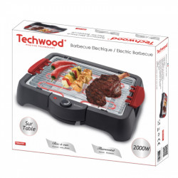 Ηλεκτρική ψησταριά Techwood TBQ-835, 2000W, 5 ρυθμίσεις ισχύος, Ρυθμιζόμενος θερμοστάτης, Δίσκος λίπους, Μαύρο