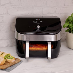 Φριτέζα Instant Pot Vortex Plus VersaZone ClearCook με ζεστό αέρα 140410001, 2 ζώνες, 1700W, 8.5L, 6 προγράμματα, SyncCook, SyncFinish, Μαύρο/γκρι