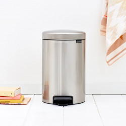 Κάδος με πεντάλ Brabantia NewIcon 649031, 12 l, Ομαλό κλείσιμο, Αντιολισθητική βάση, Ανθεκτικό στα δακτυλικά αποτυπώματα, Inox/Matte