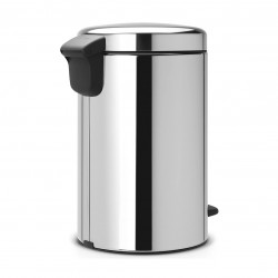 Κάδος με πεντάλ Brabantia NewIcon 649025, 12 l, Ομαλό κλείσιμο, Αντιολισθητική βάση, Inox