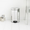 Κάδος με πεντάλ Brabantia NewIcon 649025, 12 l, Ομαλό κλείσιμο, Αντιολισθητική βάση, Inox