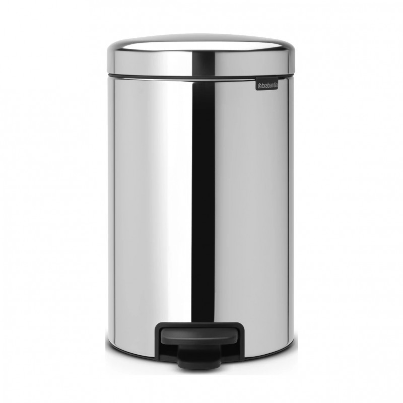 Κάδος με πεντάλ Brabantia NewIcon 649025, 12 l, Ομαλό κλείσιμο, Αντιολισθητική βάση, Inox